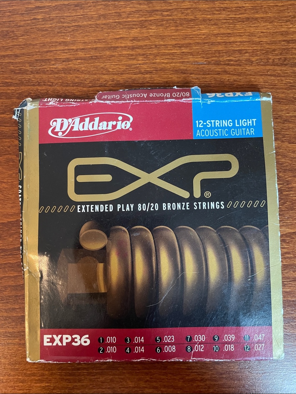 EXP36 12-String Light Acoustic Guitar Strings - Bronze